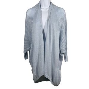 Chico’s Travelers Collection Women’s Sz 2(L)  Blue Sparkle Open Front Cardigan
